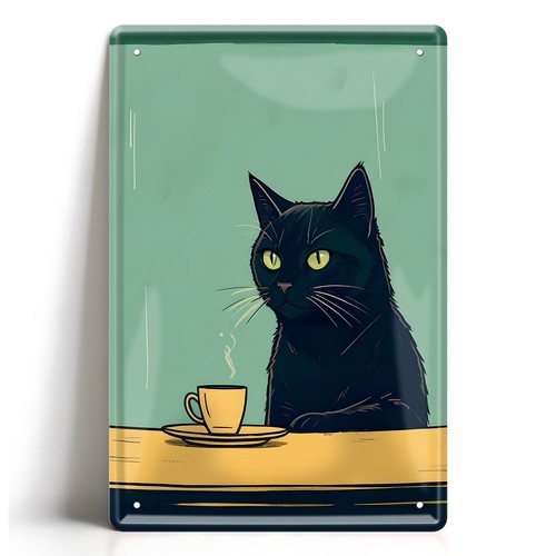 Blechschild schwarze katze - blechschild,