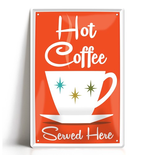 Blechschild 20x30cm hot coffee - 20x30cm,